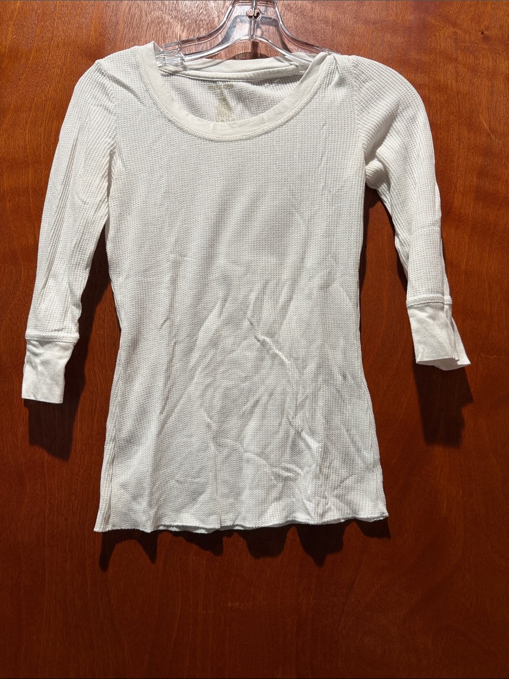 Maurices Cream Waffle Knit Long Sleeve Top